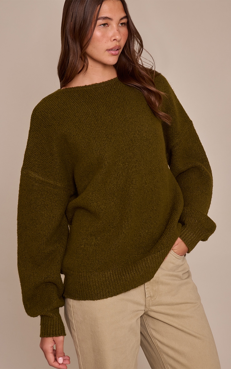 Khaki Tie Back Oversized Cardigan  image 2