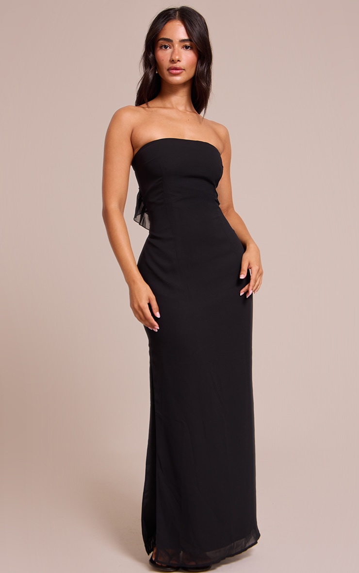 Petite Black Bandeau Maxi Dress image 3