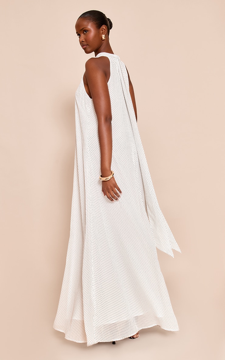 White Polka Dot Woven Halter neck Shift Dress image 2