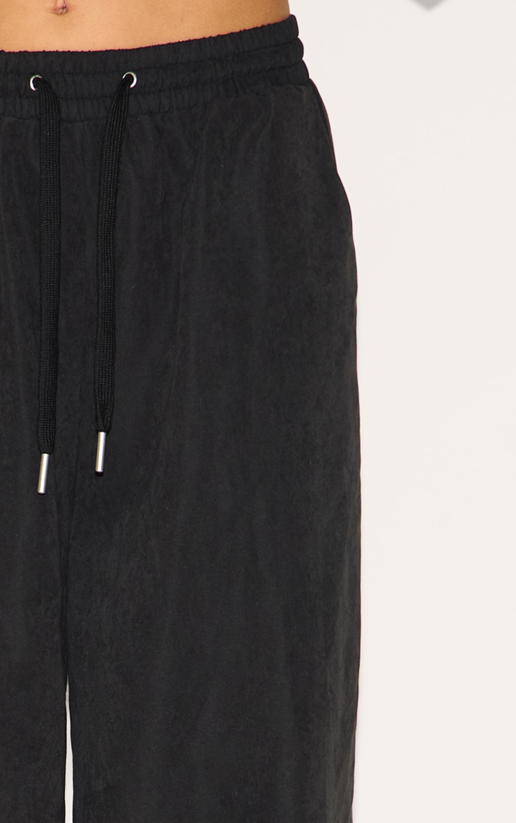 Black Peach Skin Woven Wide Leg Pants image 4