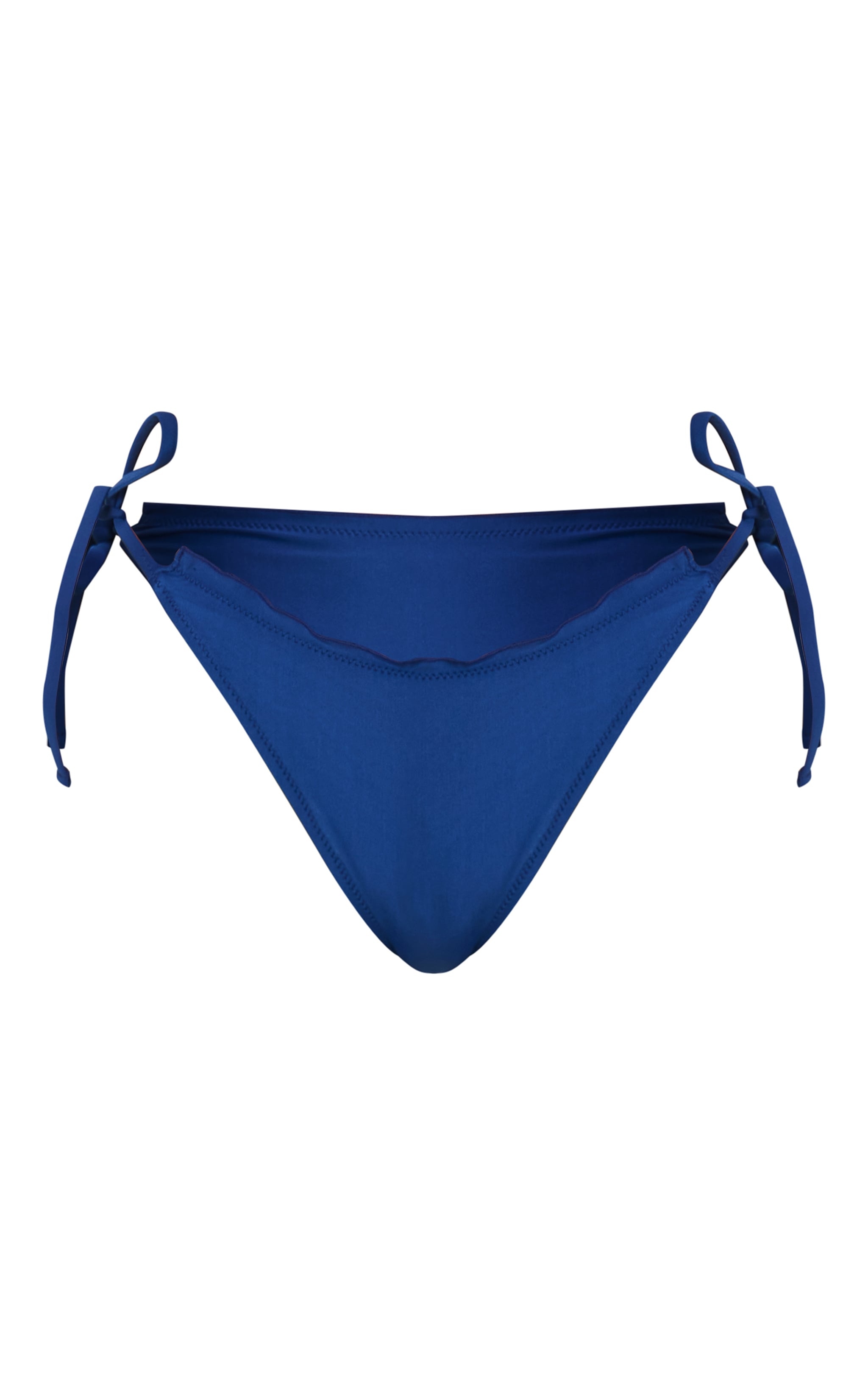 Bas de maillot de bain bleu cobalt noué sur les côtés à bordure volantée image 5