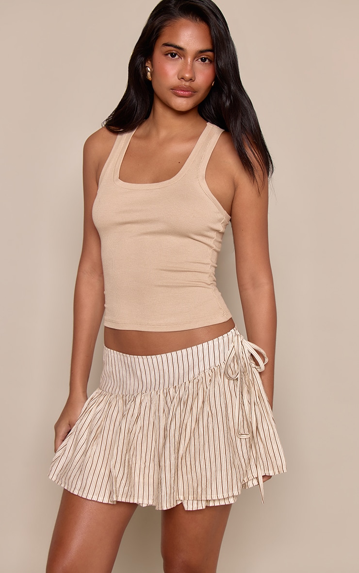 Stone Stripe Woven Tie Waist Mini Skirt