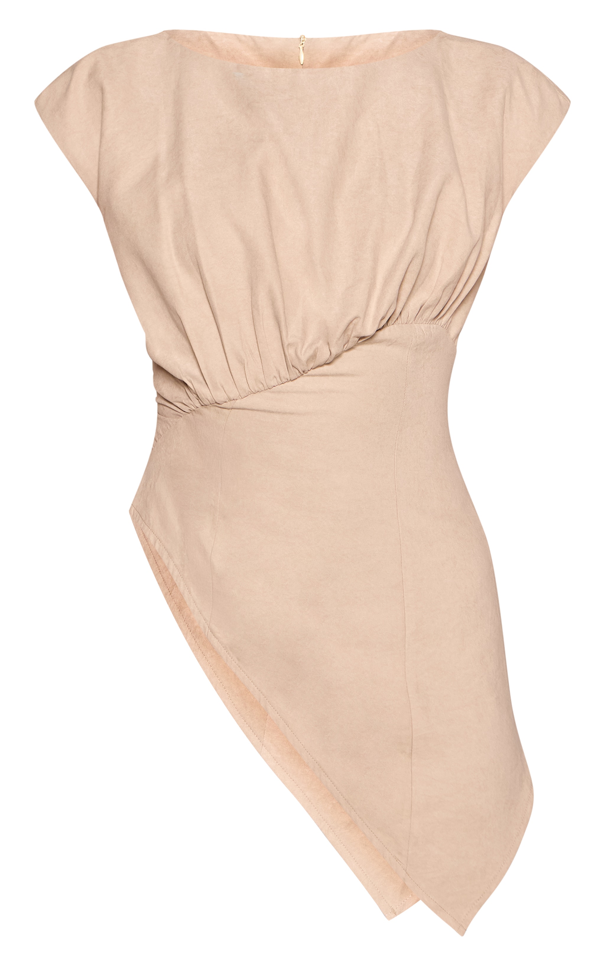 Sand Peachskin Ruched Front Fitted Sleeveless Top  image 5