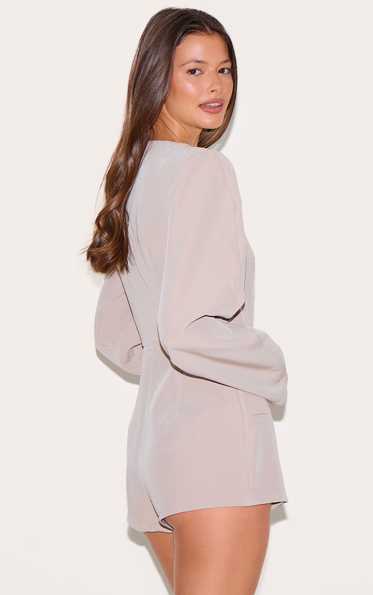 Mushroom Cross Front Cocoon Sleeve Tailored Romper image 2