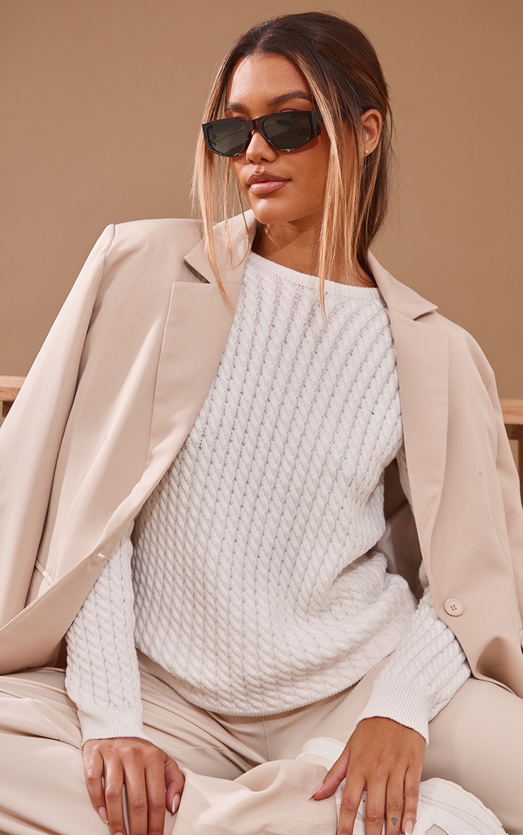 White Cable Knitted Jumper image 1