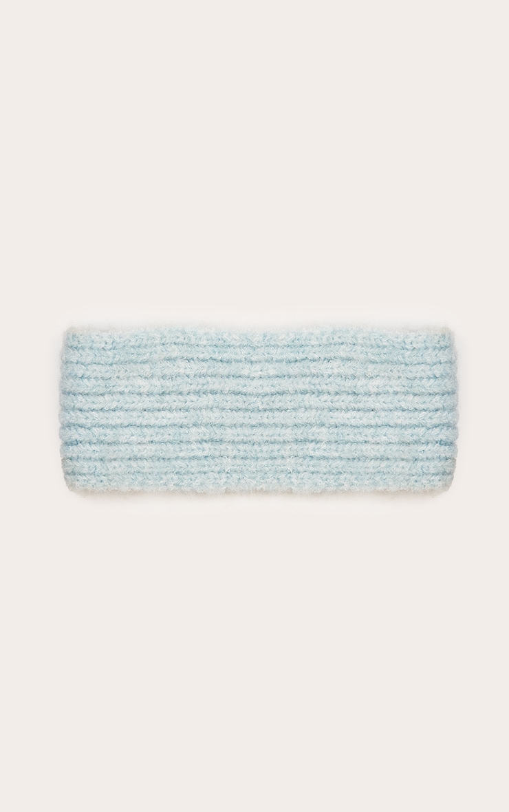 Bandeau en maille tricot brossée bleu poudré image 2