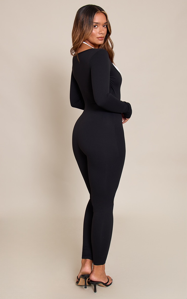 Shape Black Contrast Active Sculpt Long Sleeve Jumpsuit image 2