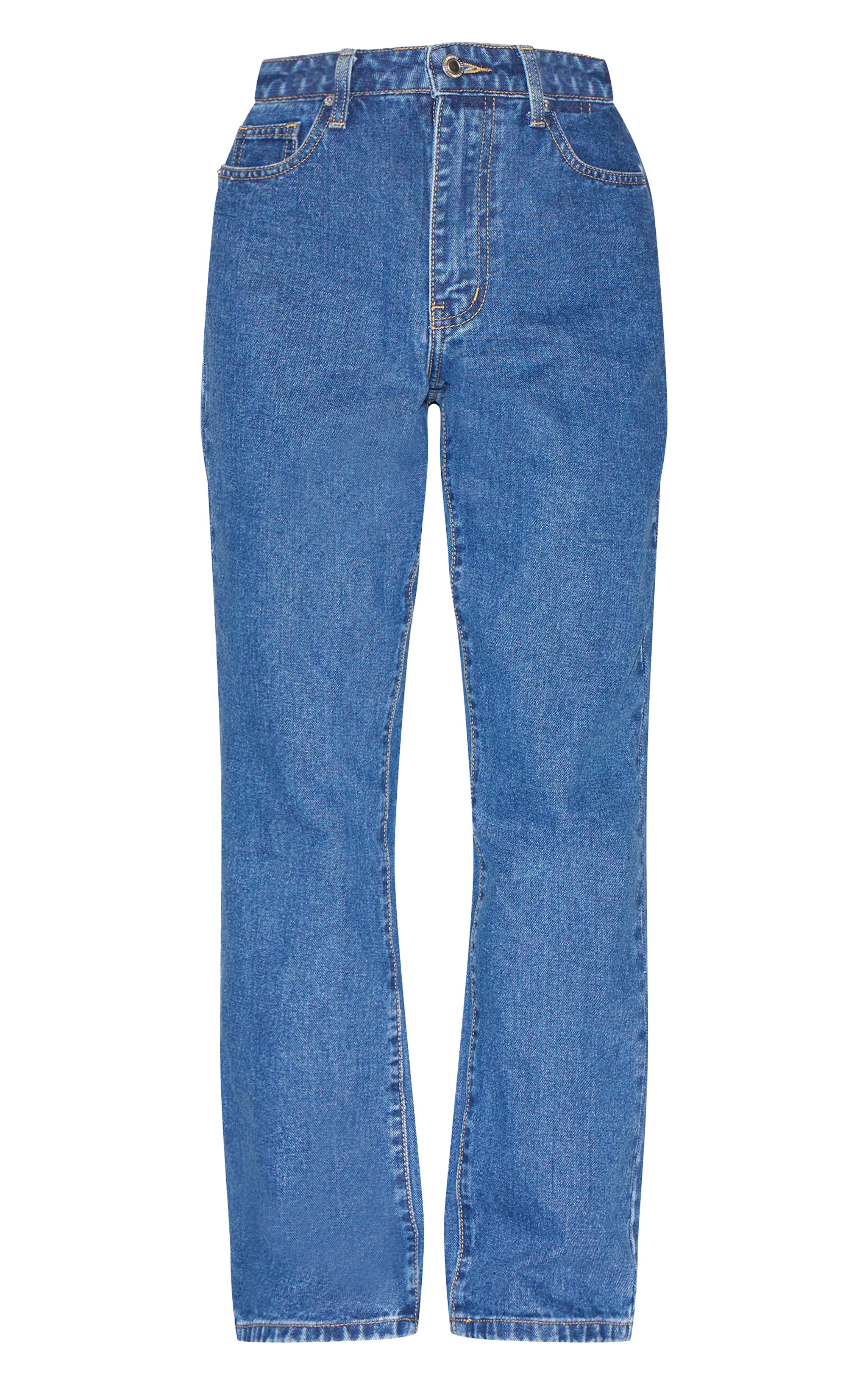 PRETTYLITTLETHING Petite Dark Blue High Waist Straight Leg Jeans image 5