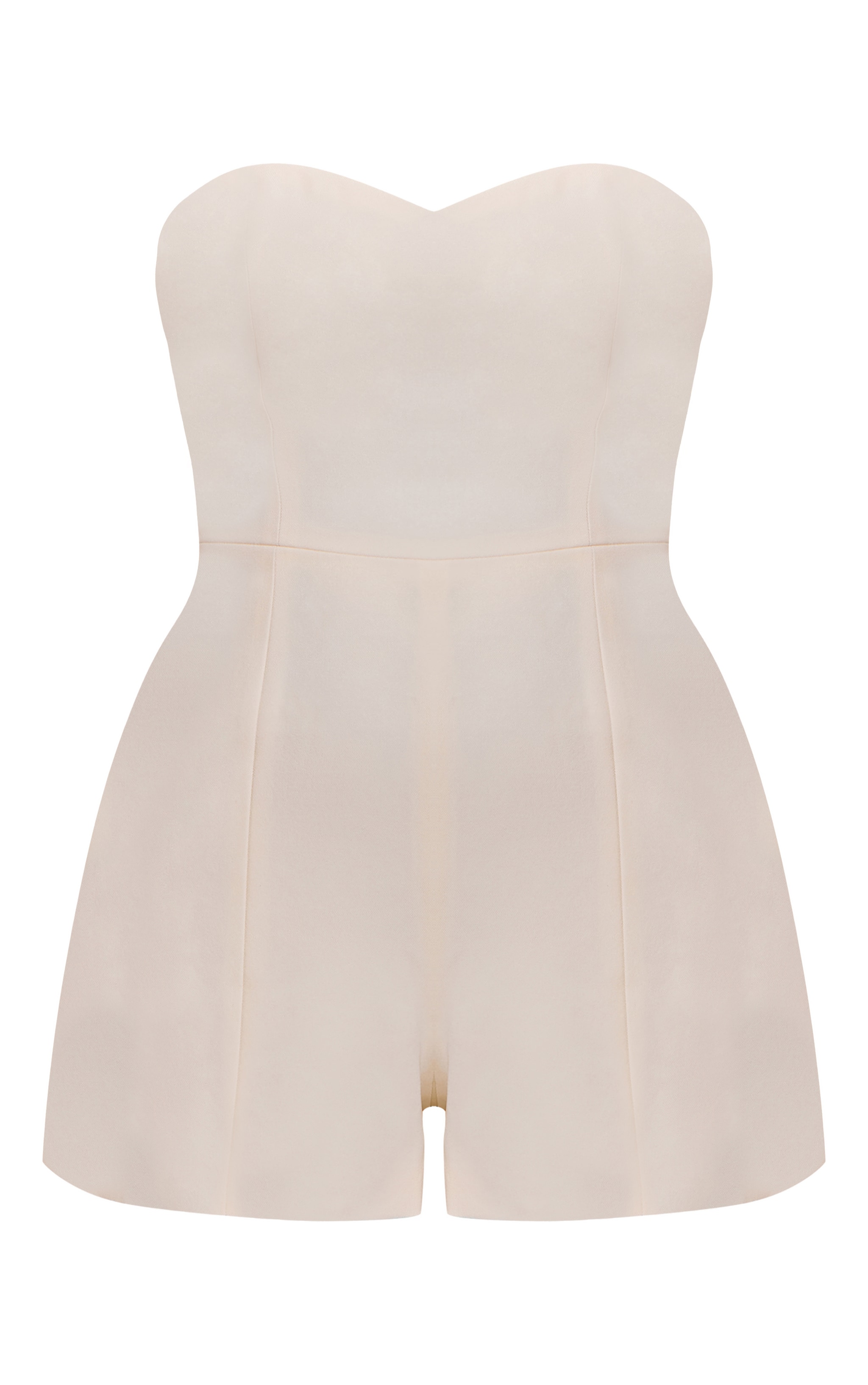 Petite Cream Woven Sweetheart Neck Detail Romper image 5