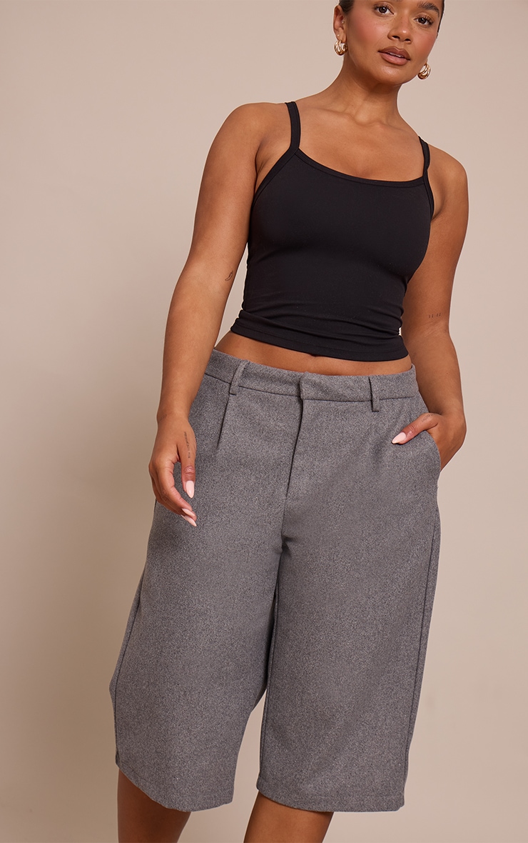 Shape Charcoal Wool-Look Long Line Shorts image 2