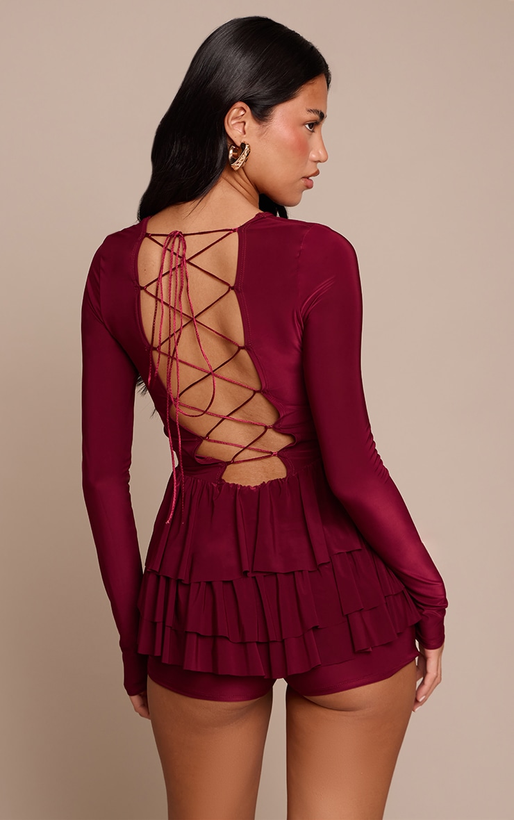 Plum Double Slinky Rara Long Sleeve Romper image 2