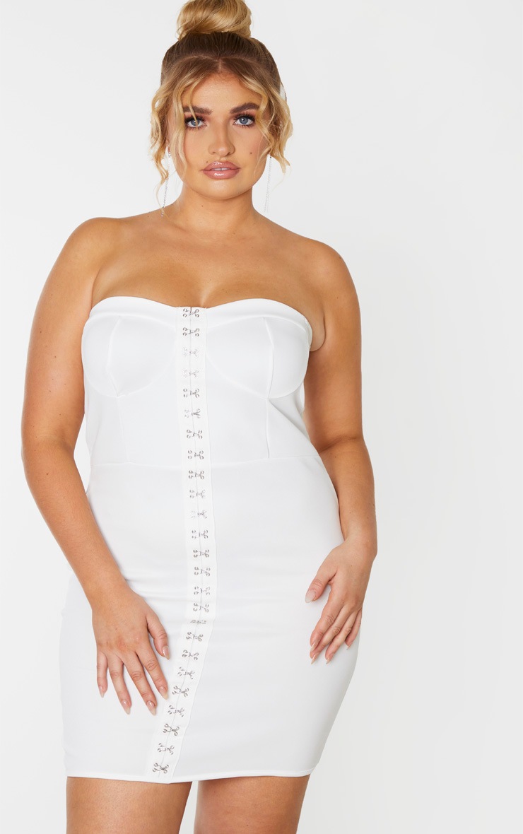 Plus Ivory Eyelet Bandeau Bodycon Dress