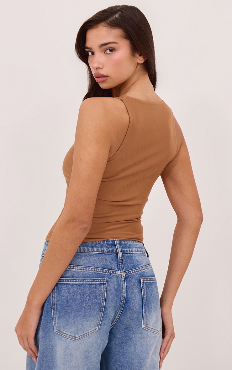 Almond Polyamide Scoop Neck Vest Top image 2