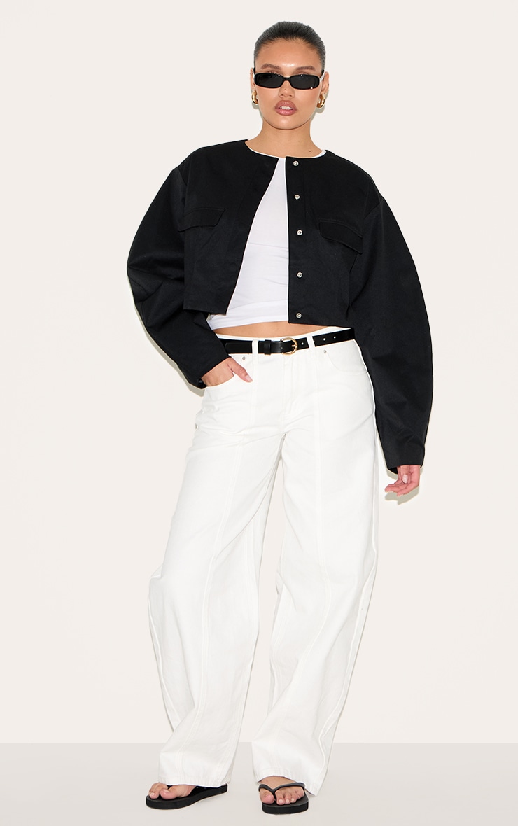 Black Cocoon Sleeve Cropped Blazer image 3