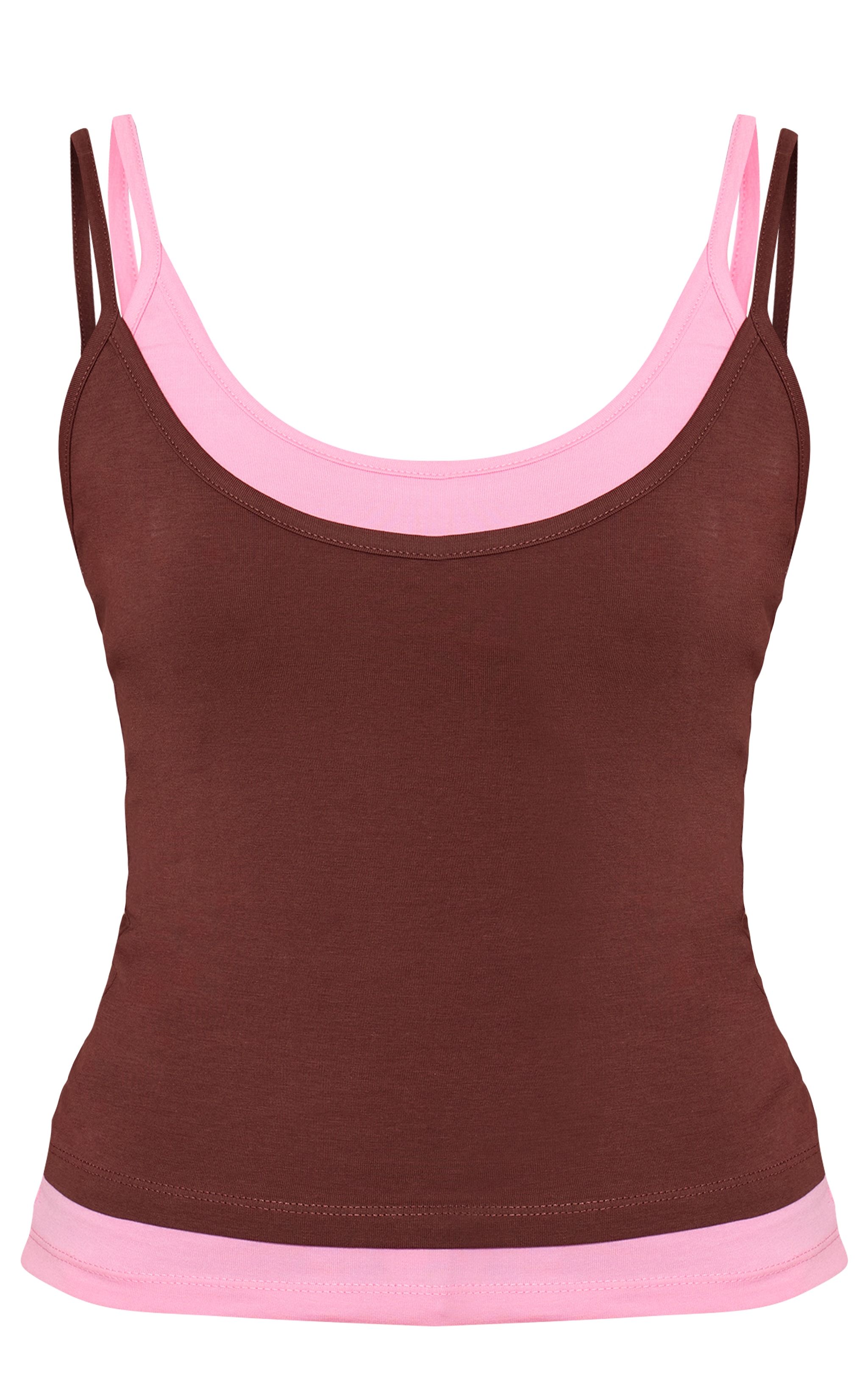 Chocolate Overlay Detail Strappy Vest Top  image 5