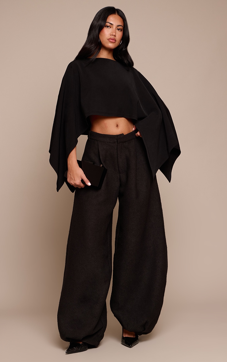 Black Woven Cape Style Top  image 3