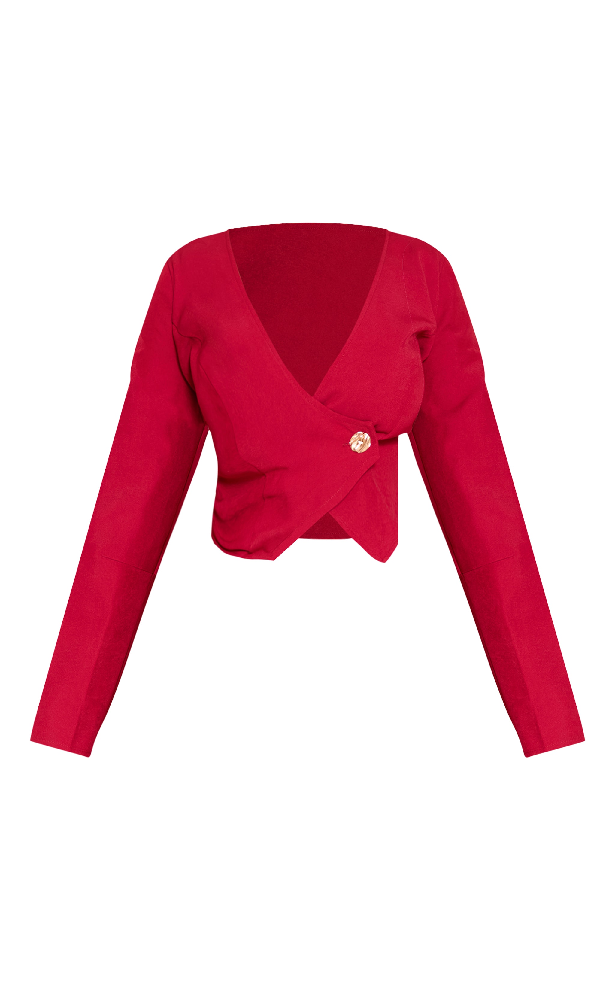 Shape red Asymmetrical Hammered Button Blazer image 5