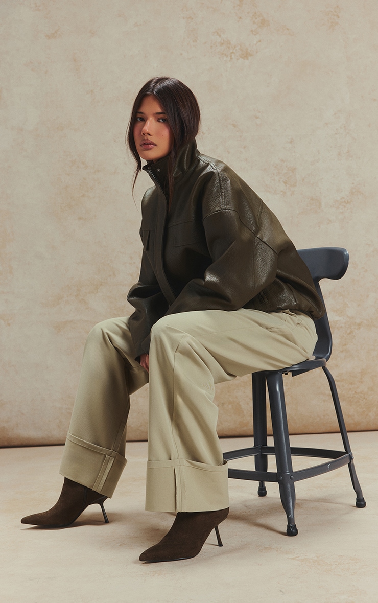 Sage Woven Tailored Wide Leg Turn Up Hem Pant image 2