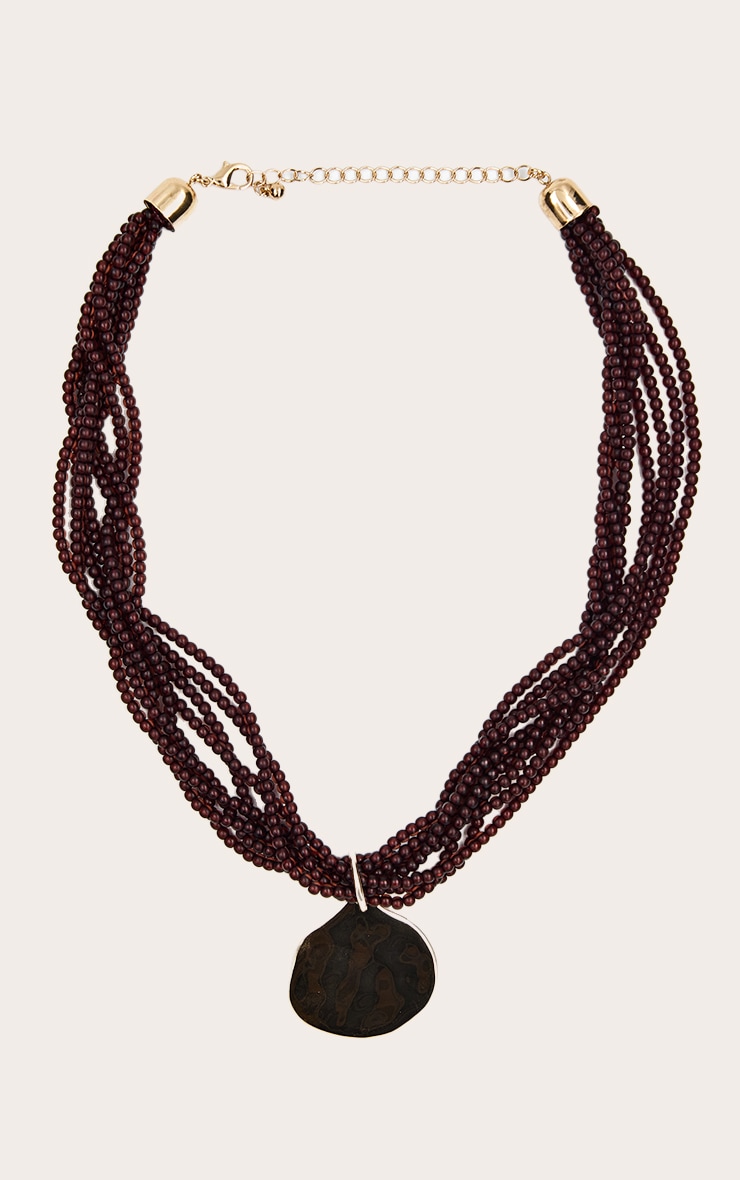 Smokey Brown Resin Gold Pendant Necklace image 2