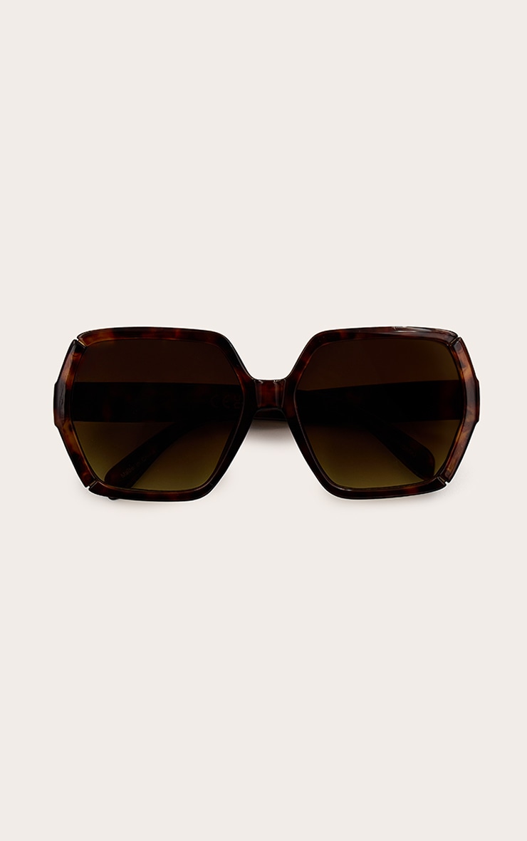 Tortoishell Oversized Angled Sunglasses image 2