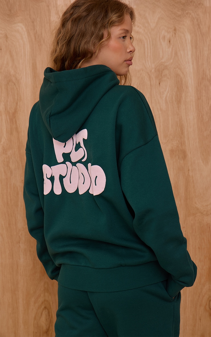 Pine Green PLT Studio Print Oversized Hoodie