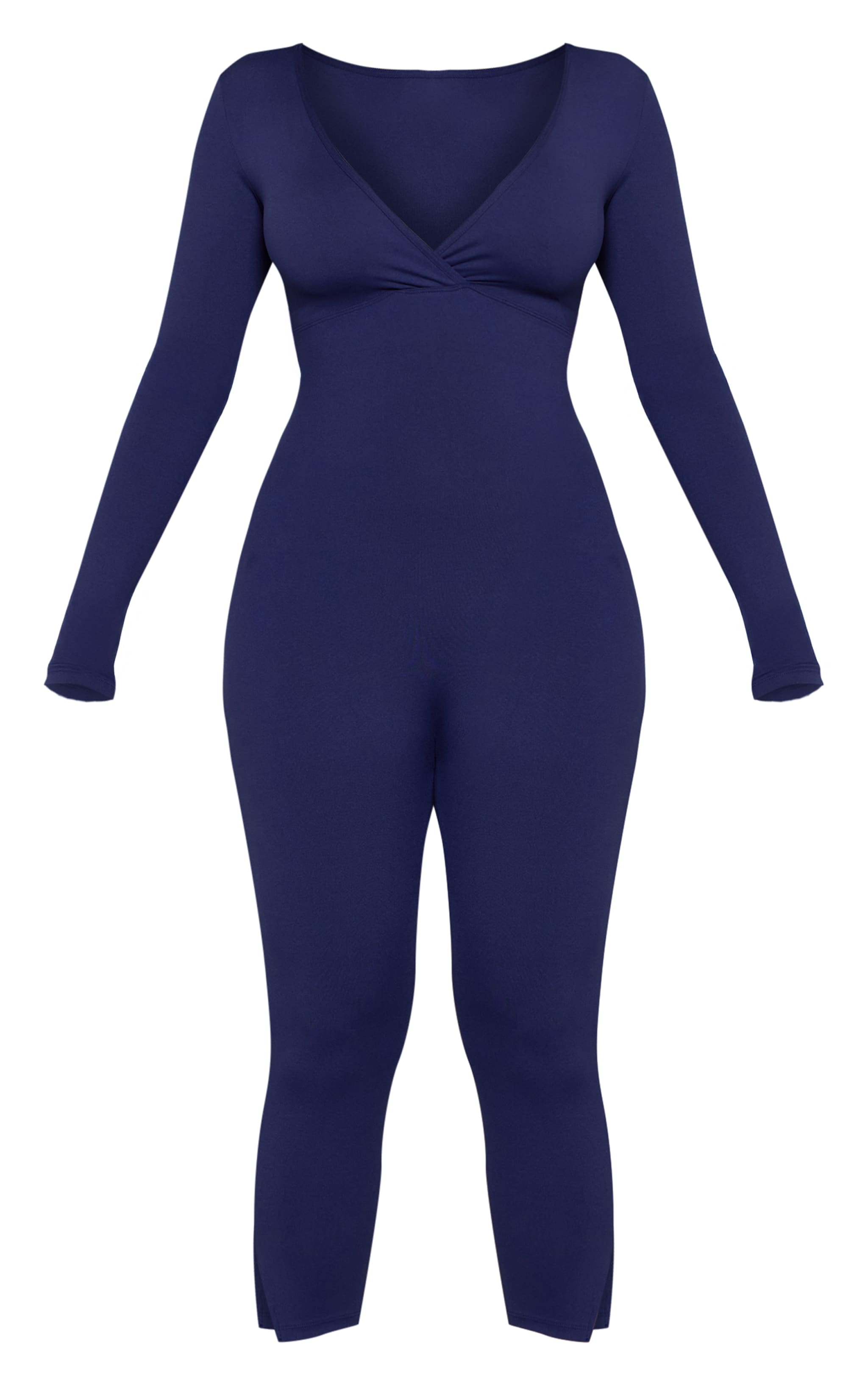 Shape Navy Sculpt Long sleeve wrap V neck Capri Jumpsuit image 5