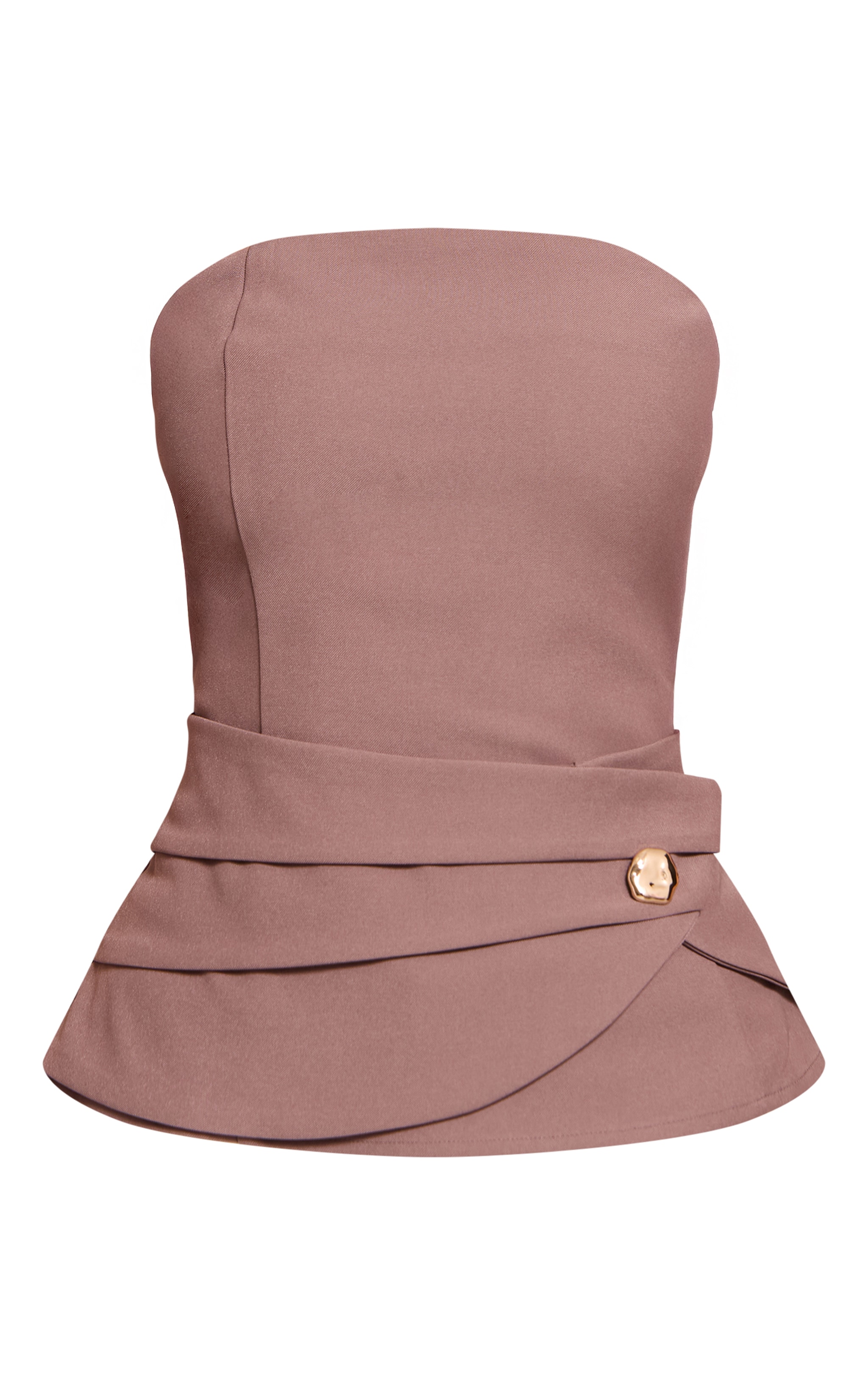 Petite Taupe Trim Detail Asymmetric Bandeau Top image 5