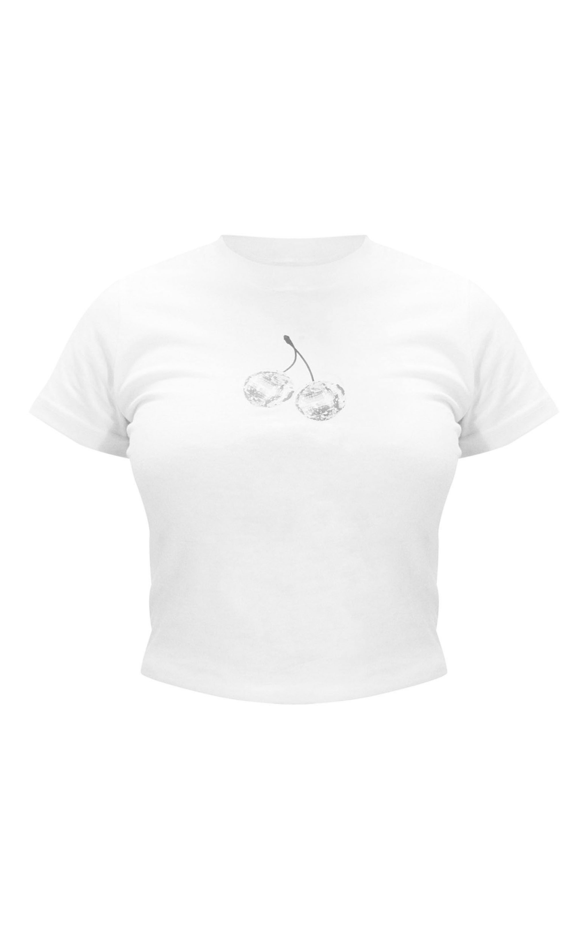 White Disco Cherry Baby Doll Tee image 5