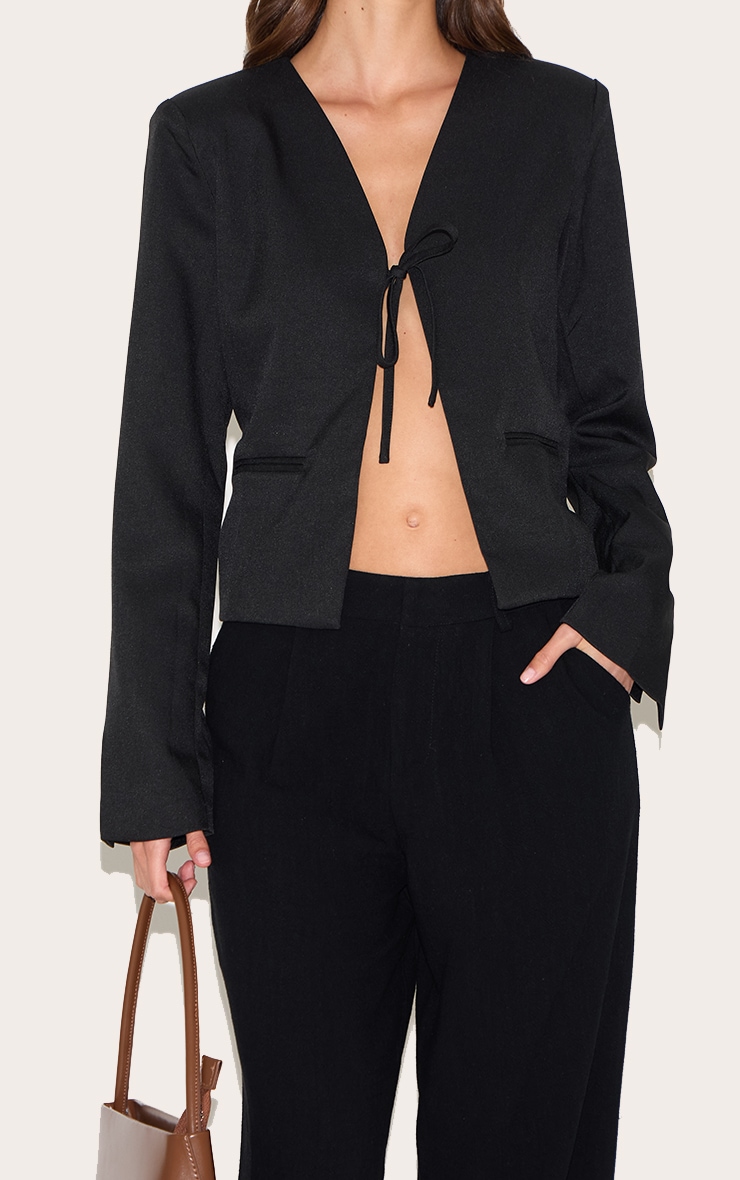 Black Tie Up Boxy Blazer image 4