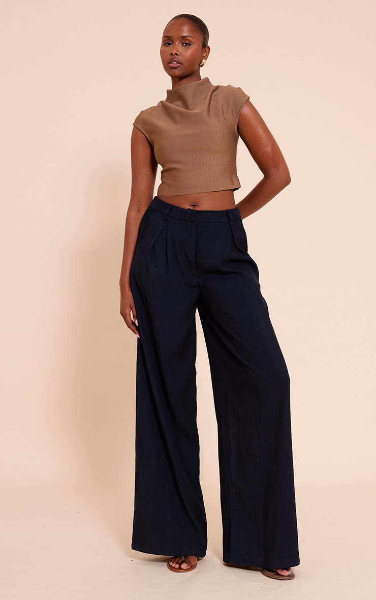 Mushroom Bandage Pleat Detail Cap Sleeve Top image 3