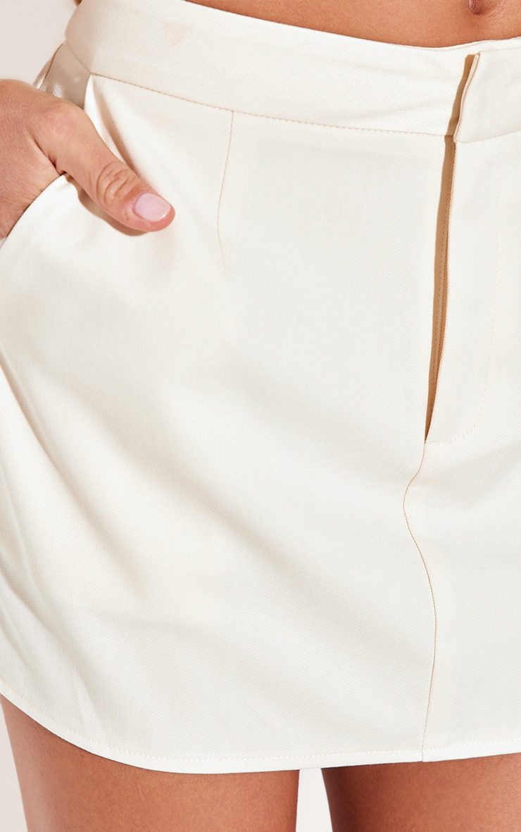 Cream Tailored Woven Mini Skirt image 5