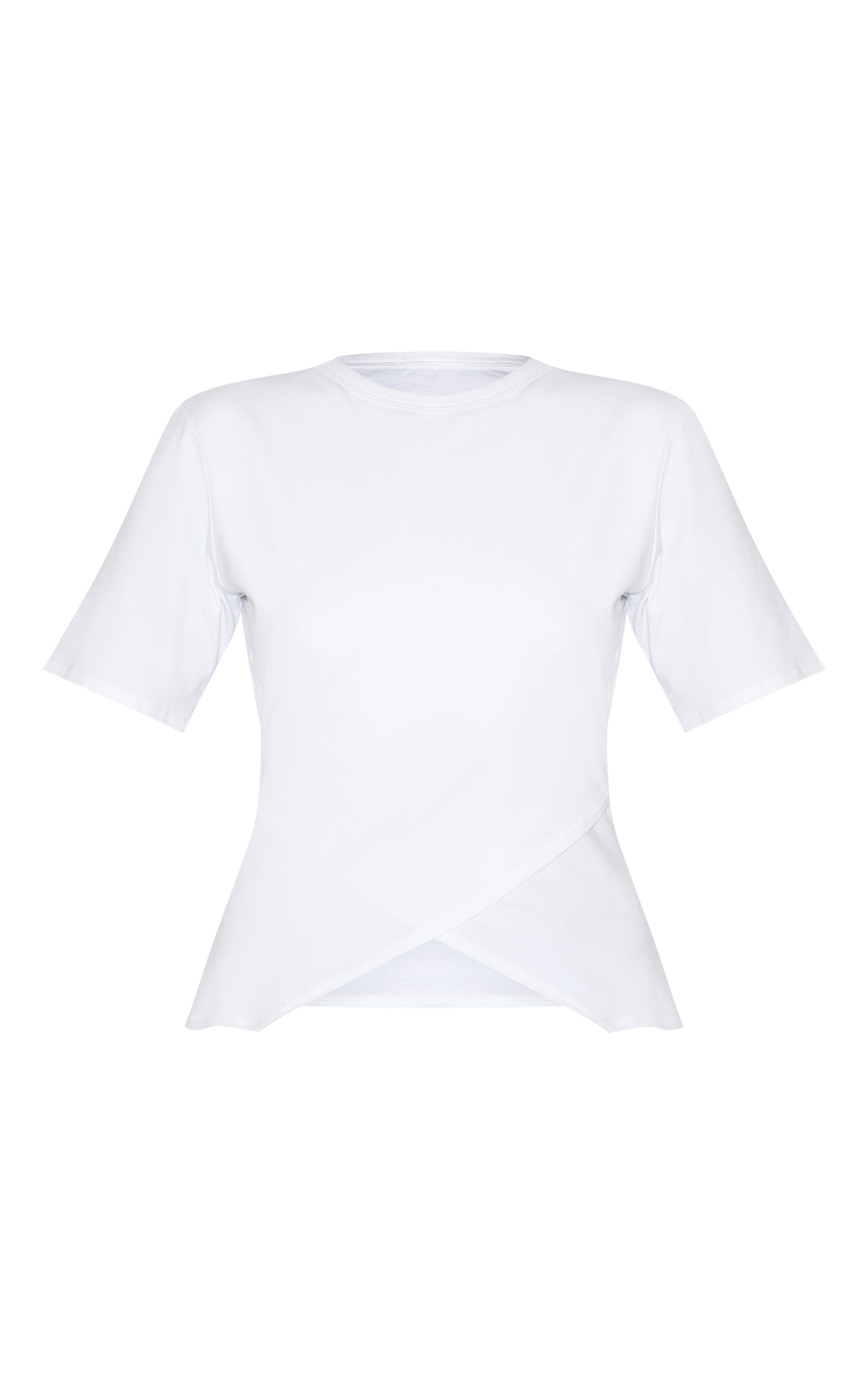 White Cotton Ruched Side Detail T Shirt image 5