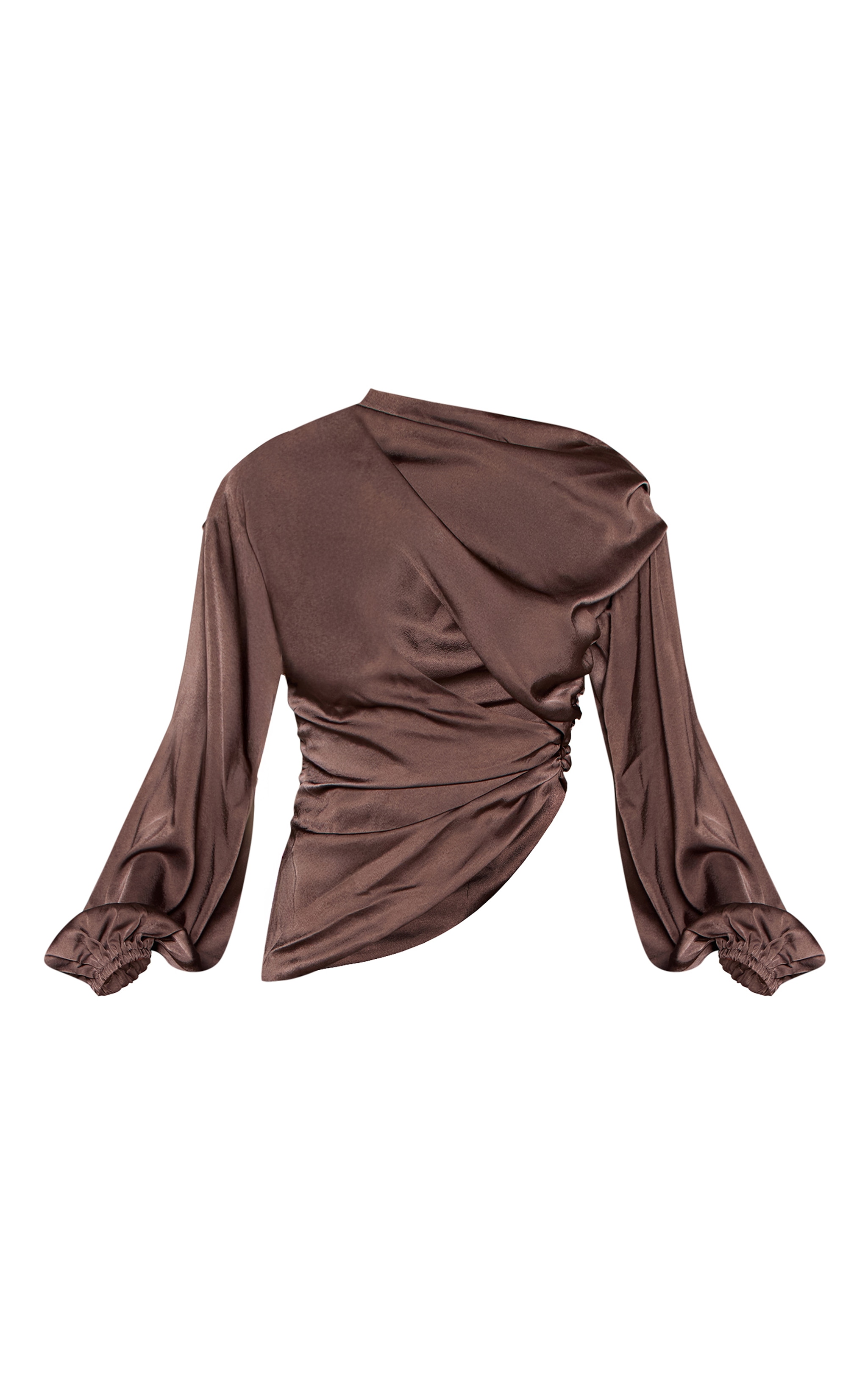 Chocolate Satin Cut Out Long Sleeve Mini Shift Dress image 5