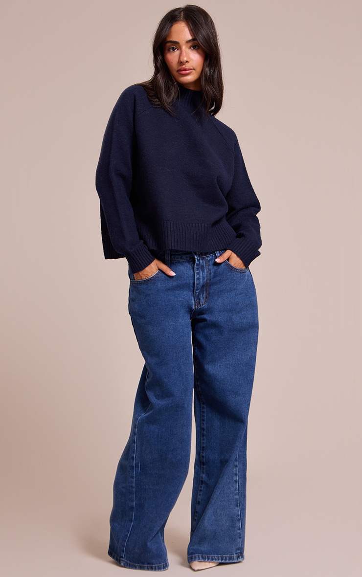 Petite Navy Knit Turtleneck Sweater image 3