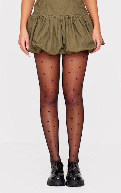 Black Heart Patterned Tights
