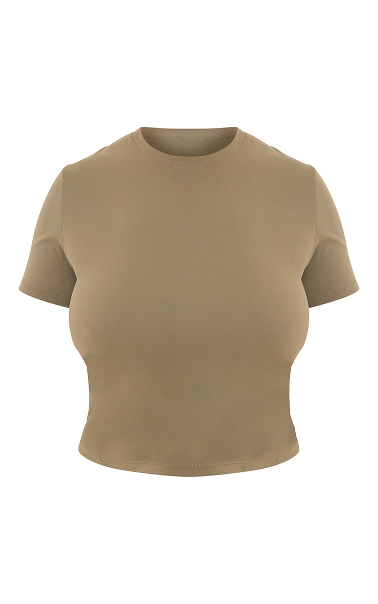 Plus Olive Sculpt Longline Short Sleeve Gym Top image 5