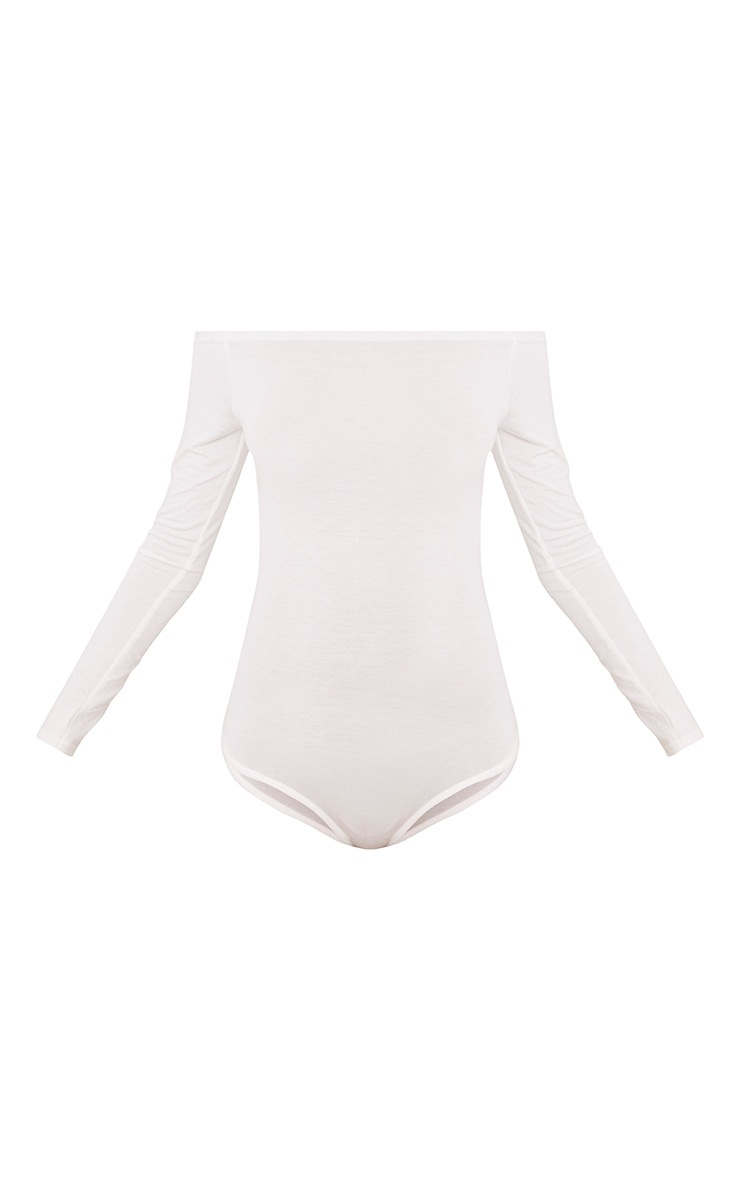 Basic Cream Bardot Bodysuit Bodysuits PrettyLittleThing USA