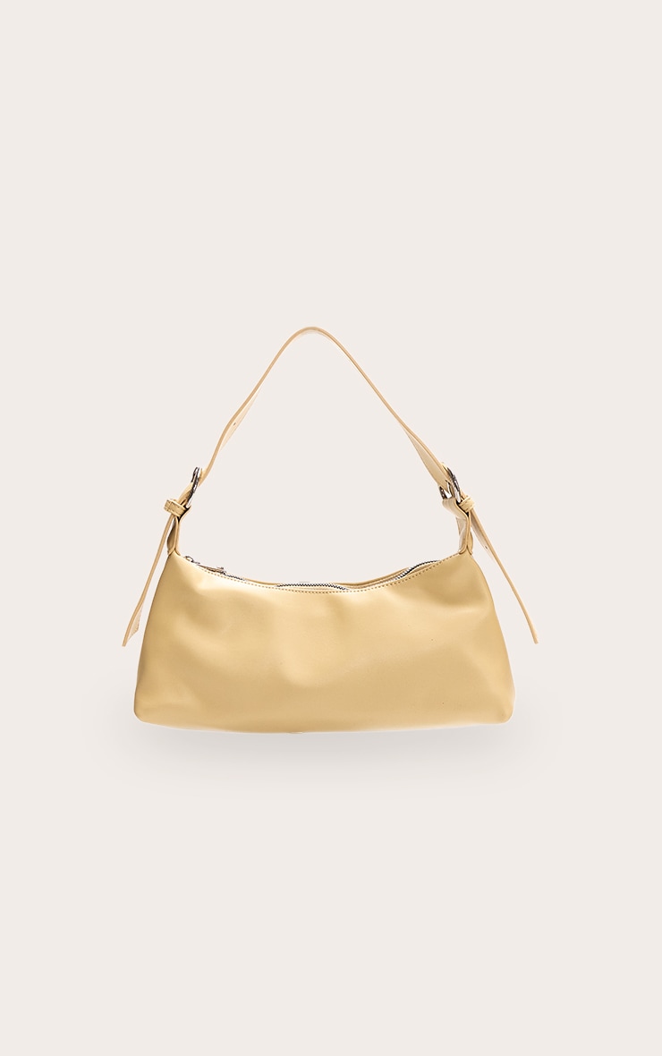 Butter Yellow Crinkle Pu Buckle Detail Shoulder Bag image 2