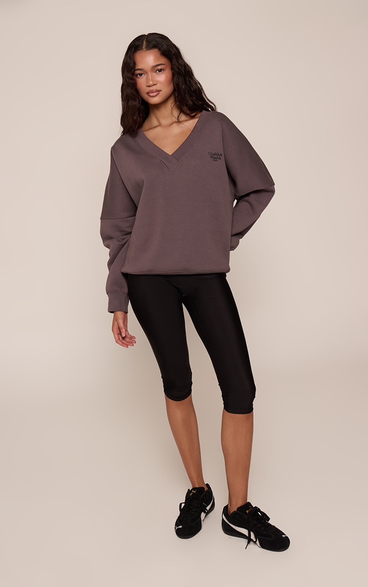 Charcoal Health Club V Neck Sweatshirt image 3