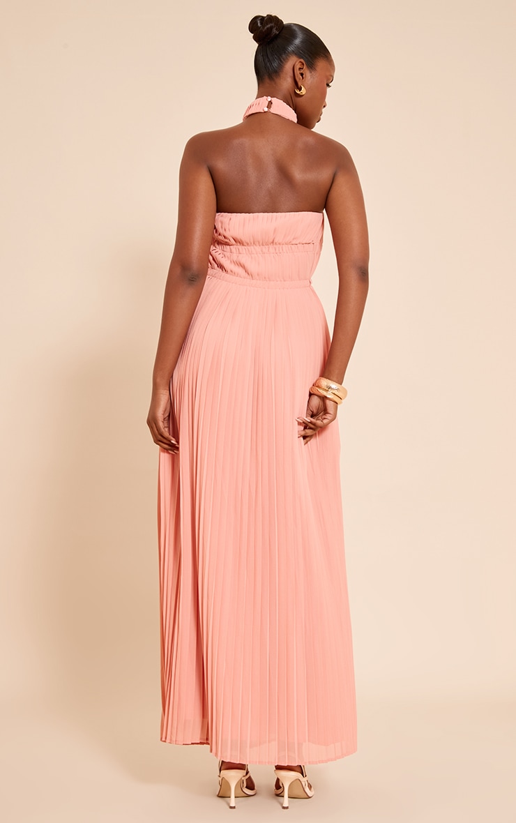 Blush Extreme Pleated High Neck Sleeveless Maxi Dress image 2