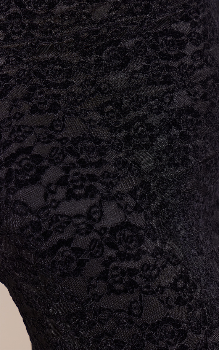 Black Lace Velvet Maxi Skirt Mid Rise image 4
