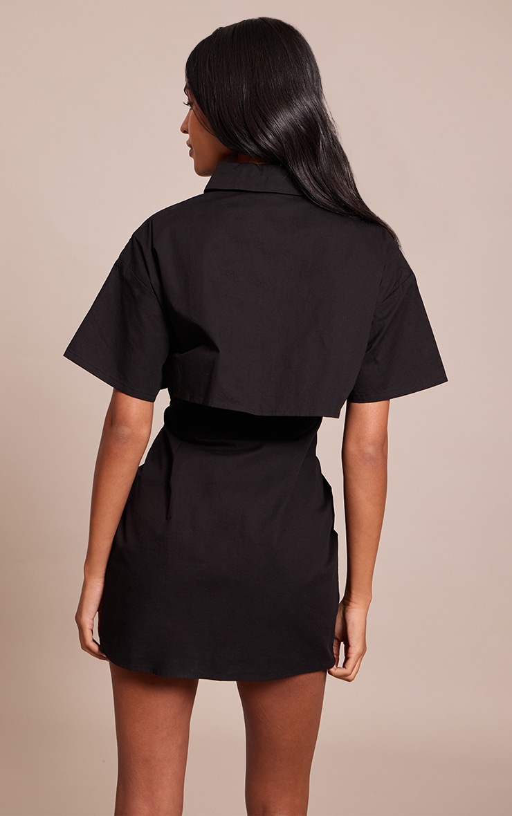 Tall Black Overlay Detail Shift Dress image 2
