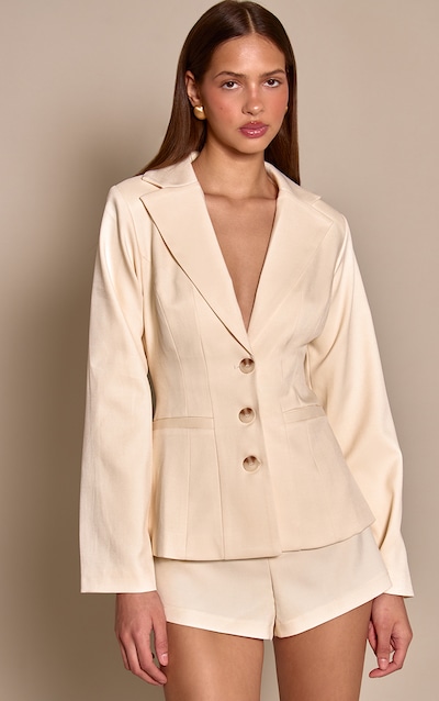 Combishort de tailleur tissé crème à boutons