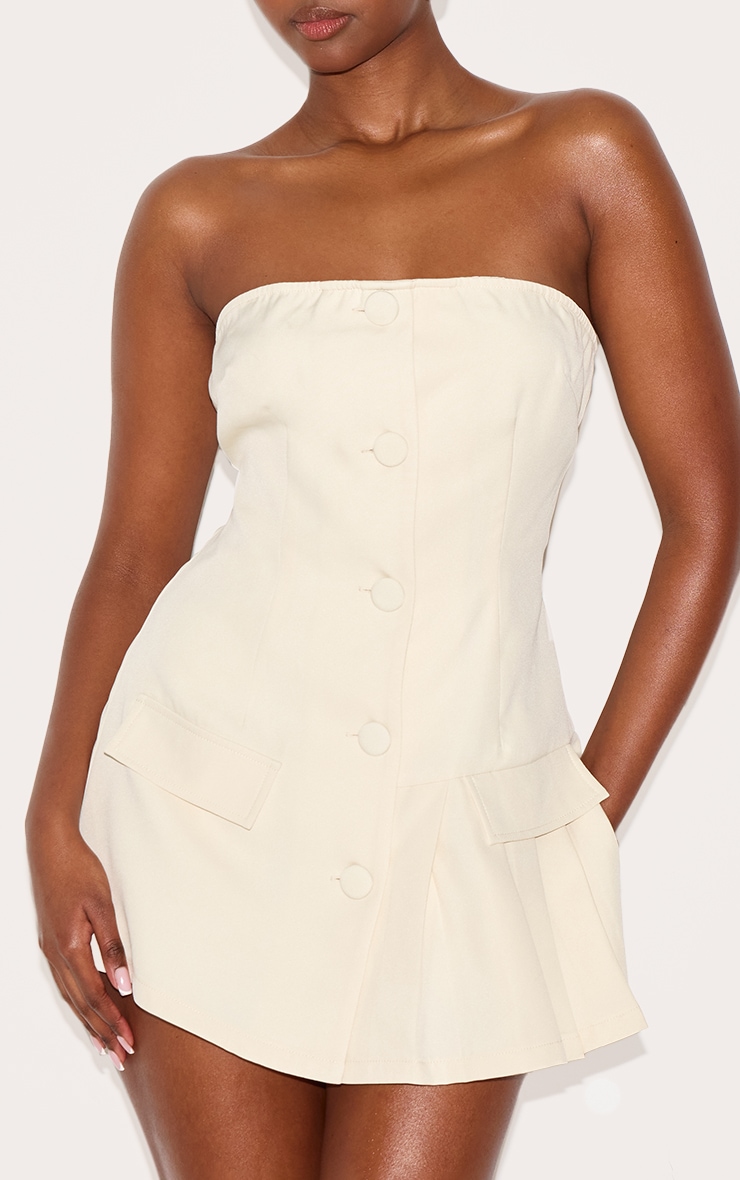 Almond Tailored Pleat Detail Bandeau Romper image 4