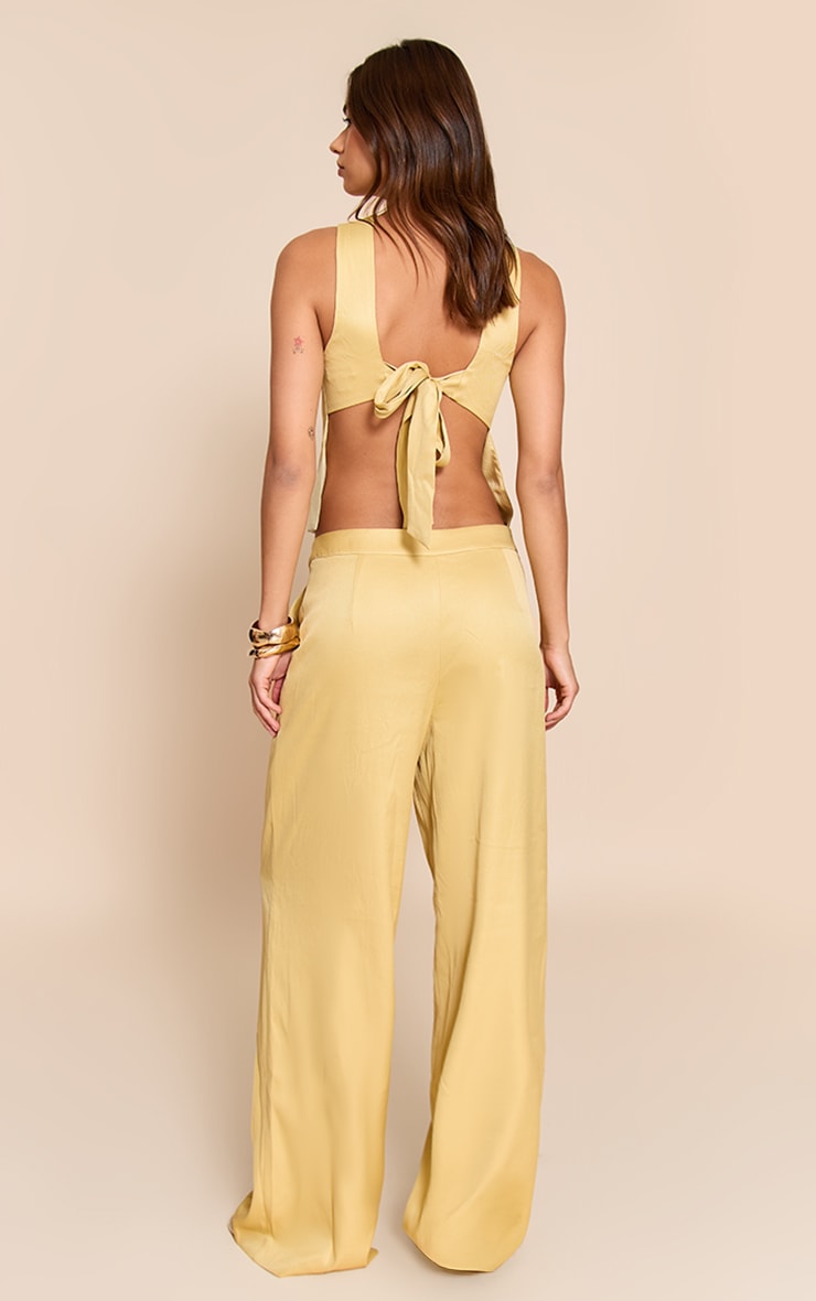 Lemon Woven Pintuck Wide Leg Pants image 3