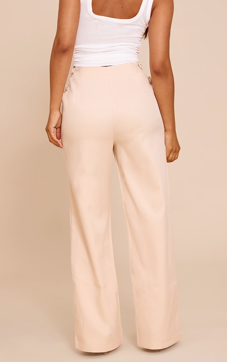 Petite Beige Cut Out Detail Wide Leg Pants image 3