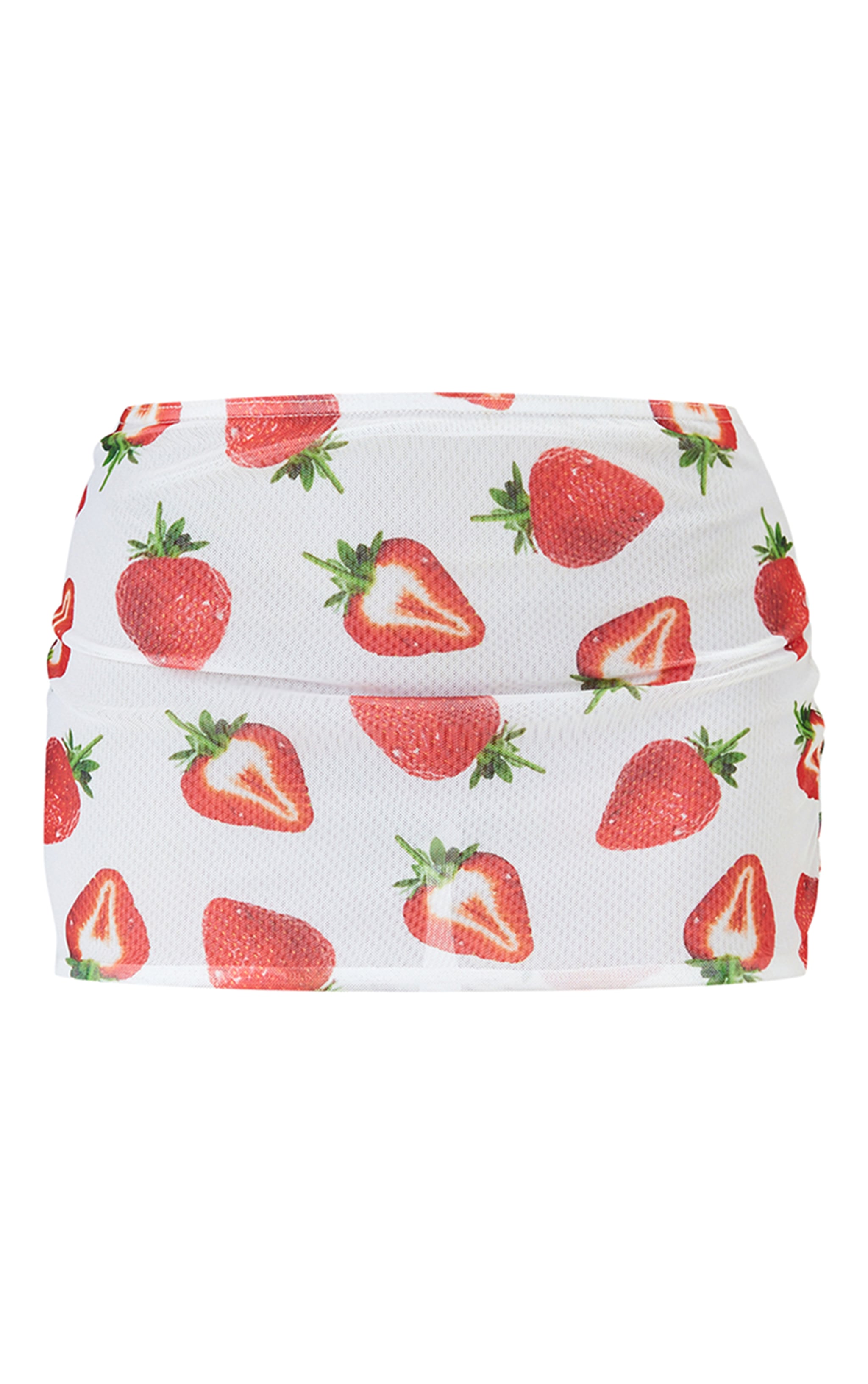 Petite White Low Waist Printed Strawberry Micro Mini Skirt image 6