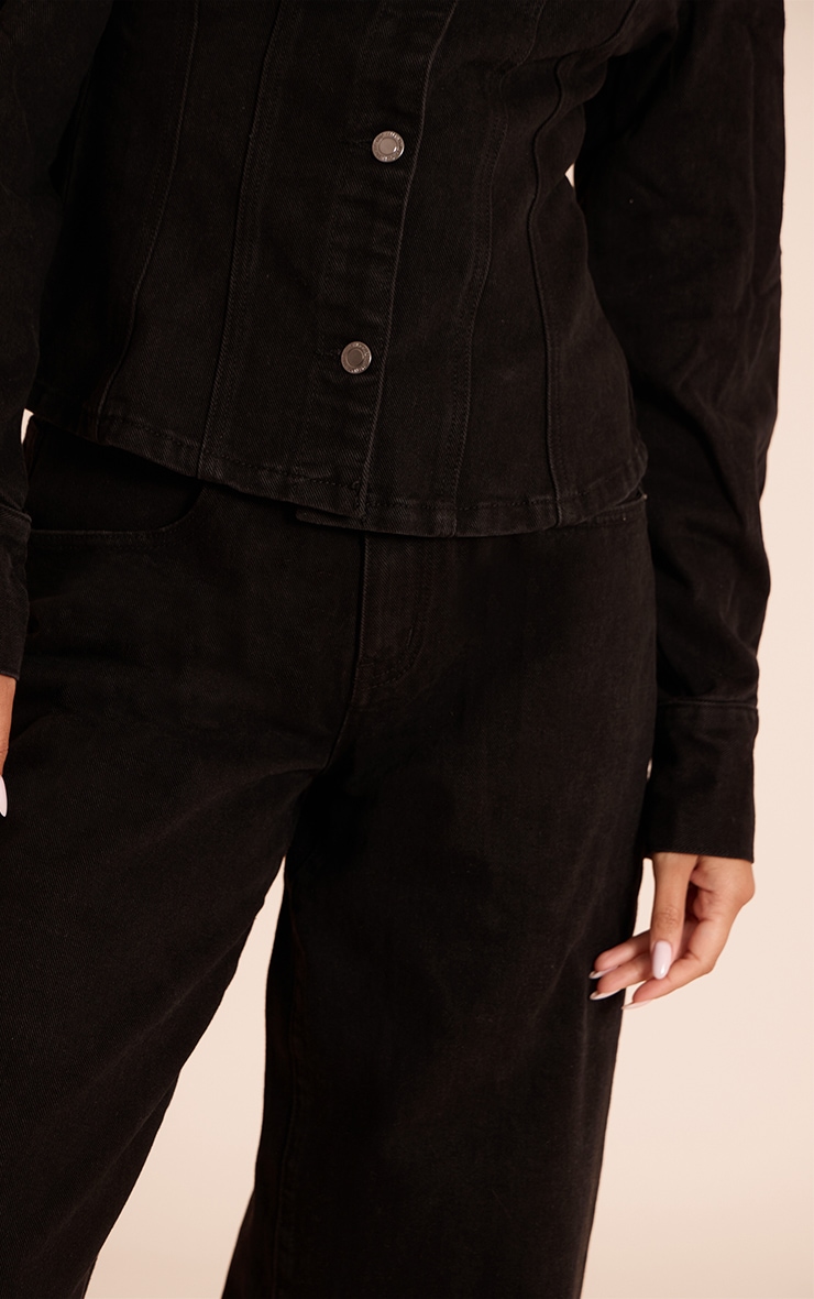 Washed Black Mid Waist Wide Leg Jeans image 4