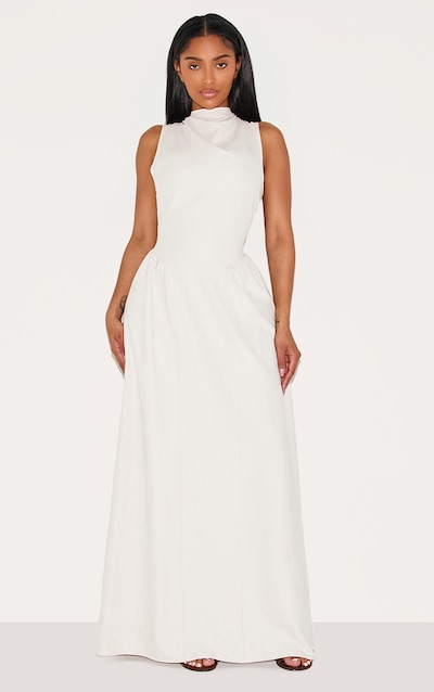 Shape Cream Peach Skin High Ruched Maxi Shift Dress