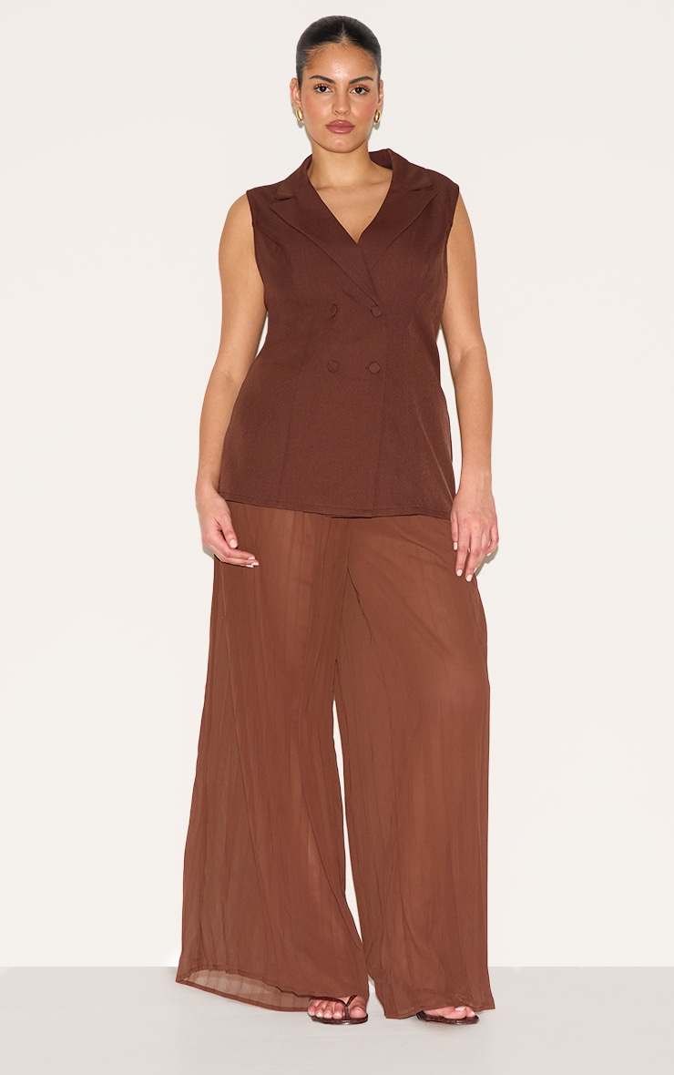 Plus Deep Chocolate Vest Overlay Chiffon Jumpsuit image 1